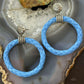 Carolyn Pollack Sterling Silver Light Blue Braided Leather Hoop Earrings For Women