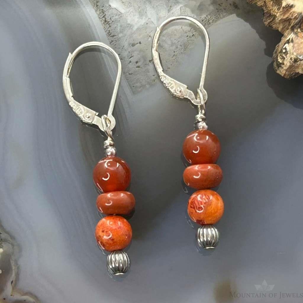 Carolyn Pollack Sterling Silver Carnelian & Red Jasper Dangle Earrings For Women