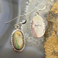 Native American Sterling Silver Oval Ribbon Boulder Turquoise Dangle Earrings