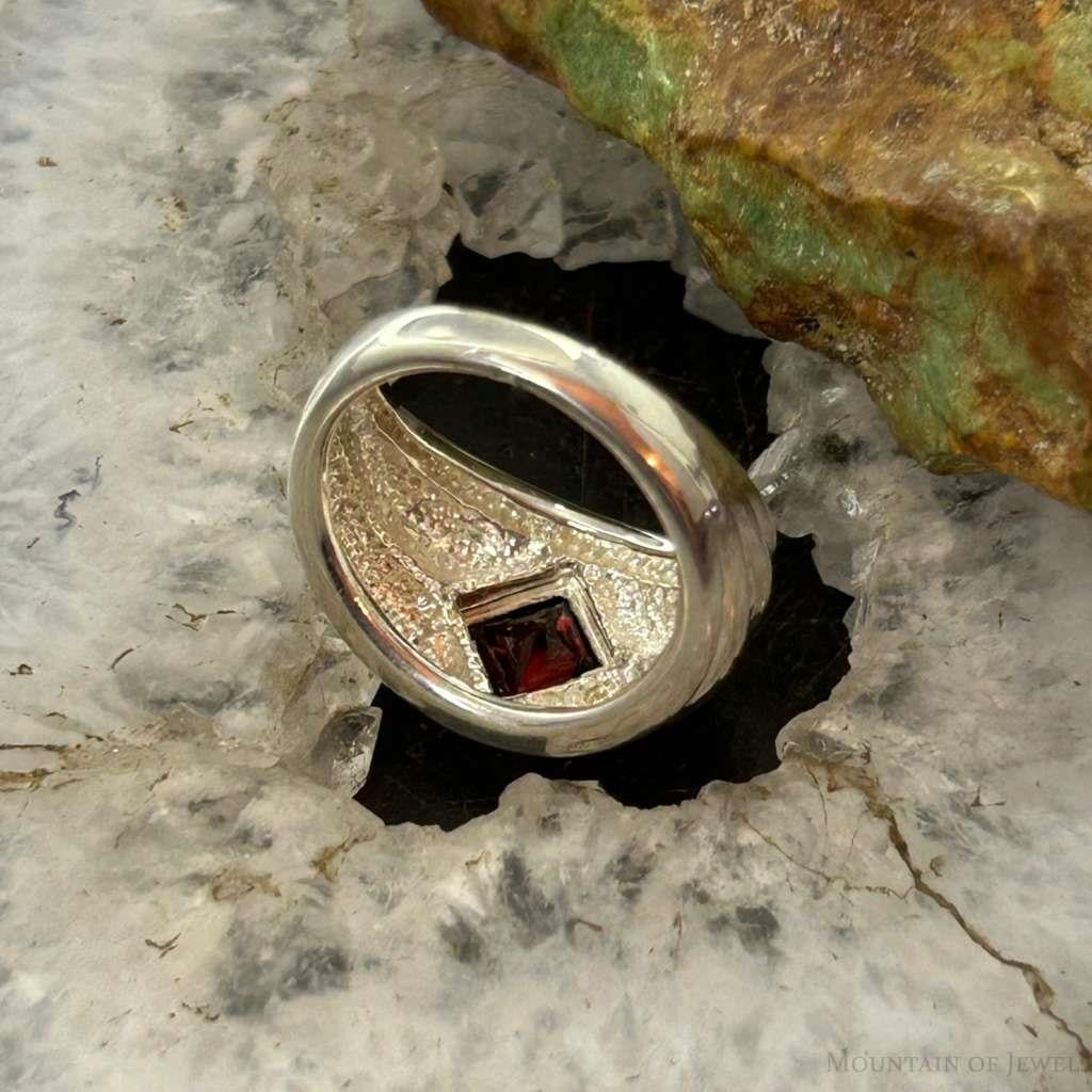 Carolyn Pollack Sterling Silver Faceted Garnet Decorated Ring For Women