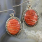Native American Sterling Silver Oval Spiny Oyster Dangle Earrings For Women #1