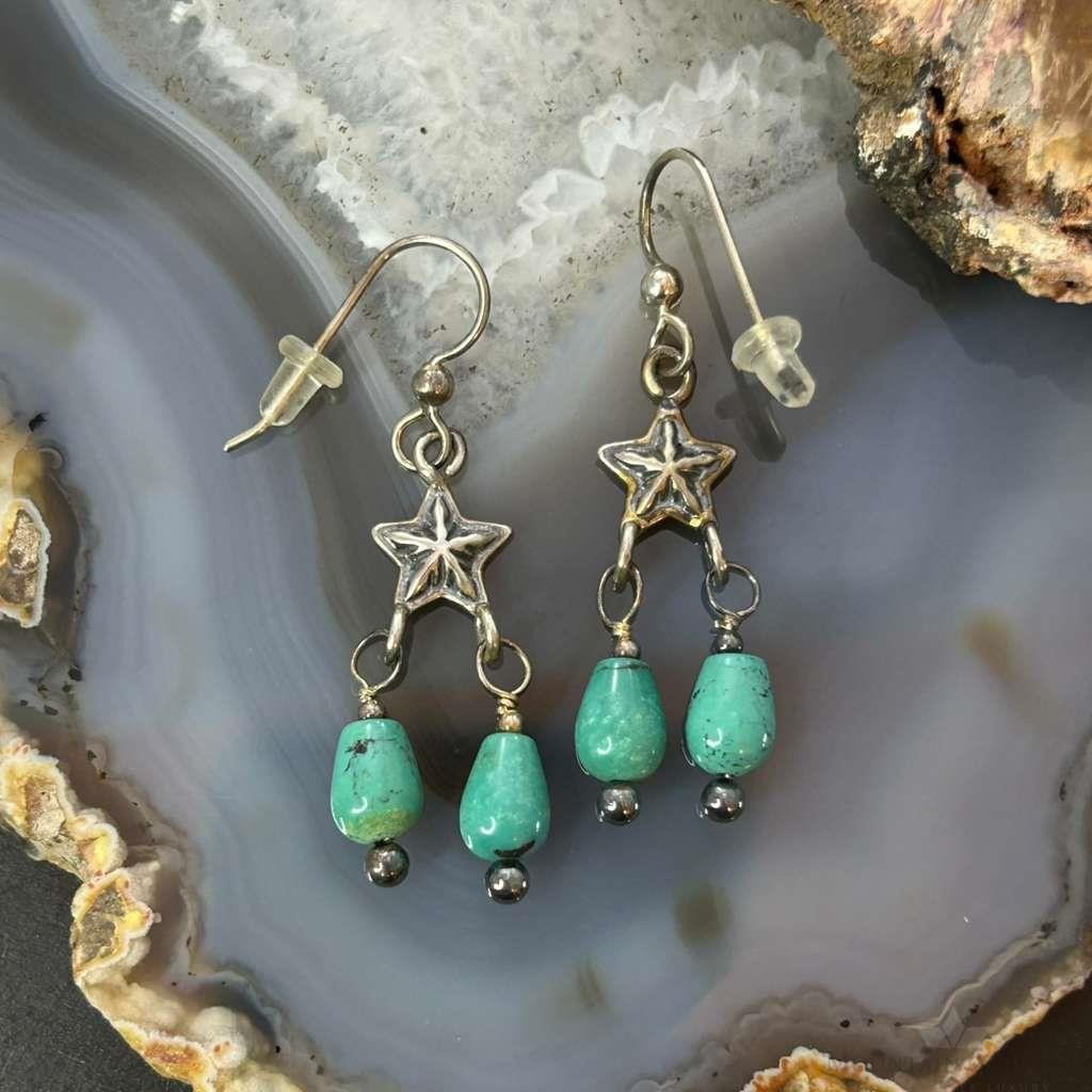 Carolyn Pollack Sterling Silver Turquoise Beads & Star Charm Dangle Earrings For Women