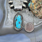 Native American Sterling Silver Elongated Oval Turquoise #8 Pendant For Women #1