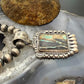 Sterling Silver Southwestern Style Square Blackjack Turquoise Decorated Pendant #1