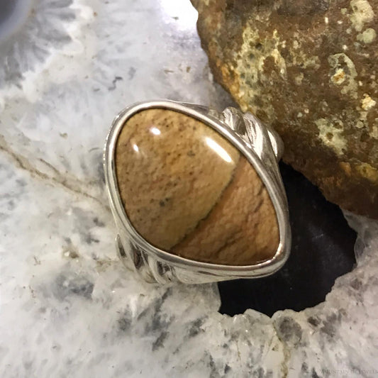 Carolyn Pollack Sterling Silver Natural Picture Jasper Ring Size 10 For Women