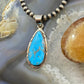 Native American Sterling Blue Ridge Turquoise Teardrop Pendant For Women #1