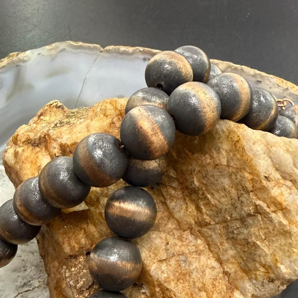 Copper 12 mm Navajo Pearl Beads Length 18"-22" Necklace For Women