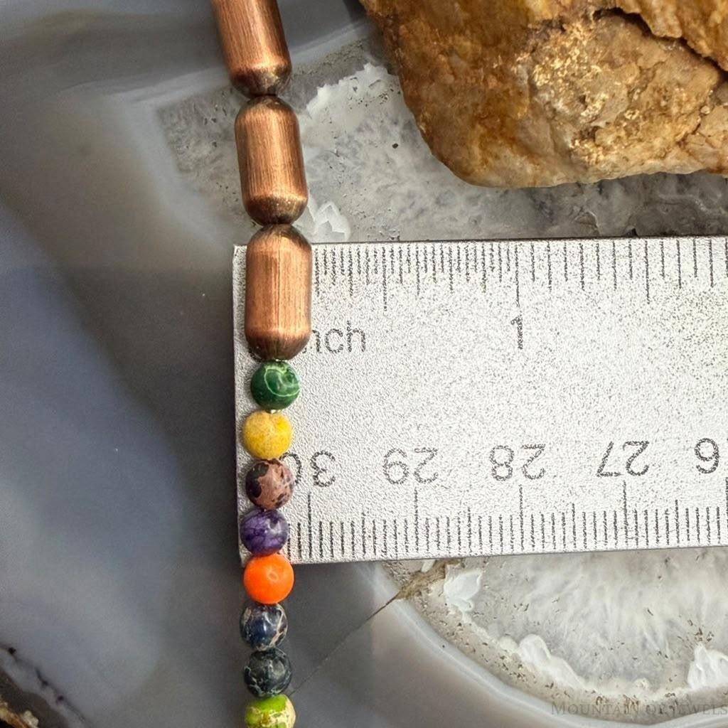 Southwestern Style 4-6mm Copper Navajo Pearl,Cylinder, Multistone Beads Necklace For Women