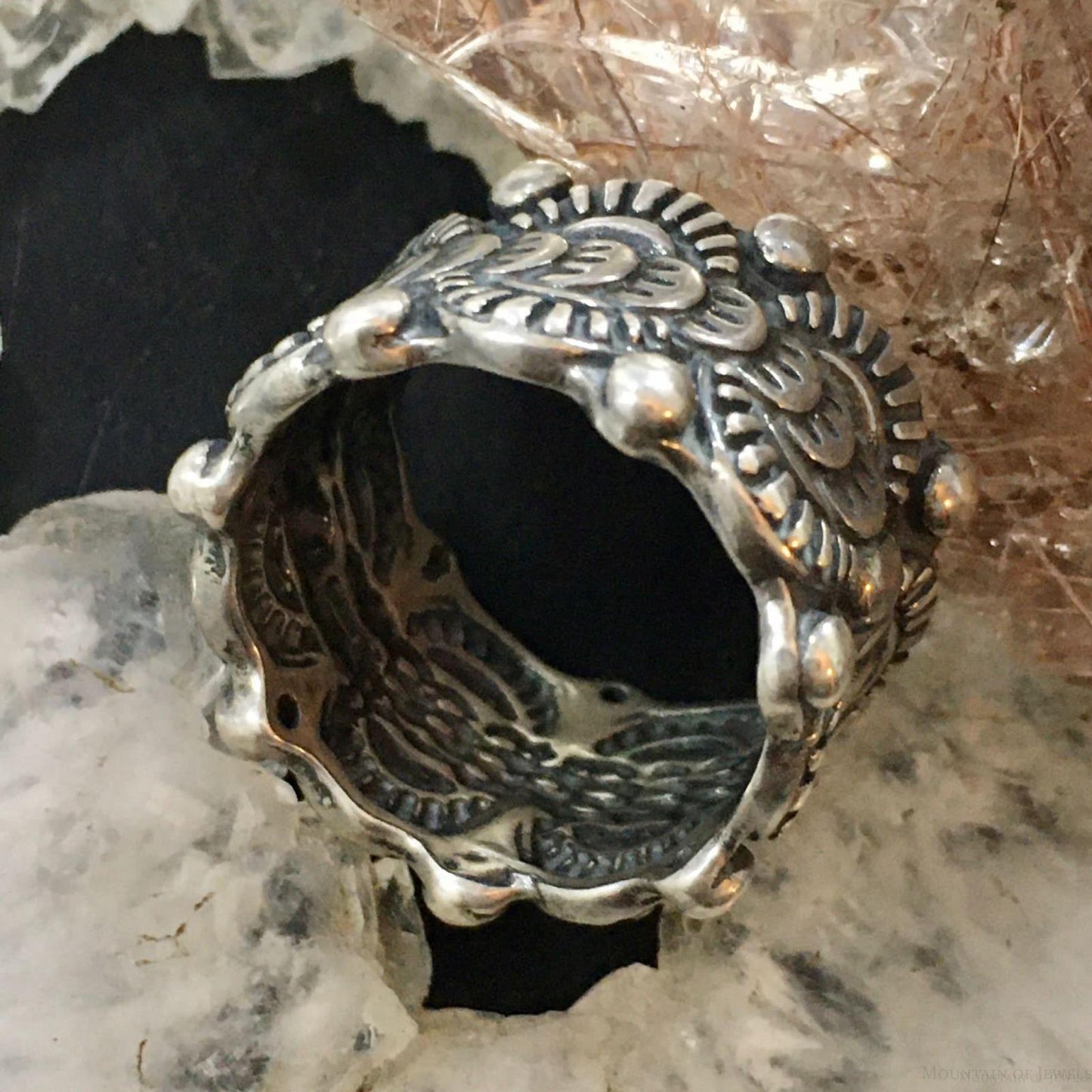 Carolyn Pollack Sterling Silver Wide Engraved Band Ring Size 7 & 10 For Women