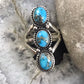 Native American Sterling Silver 3 Oval Matrixed Turquoise Ring Size 9.75 For Women