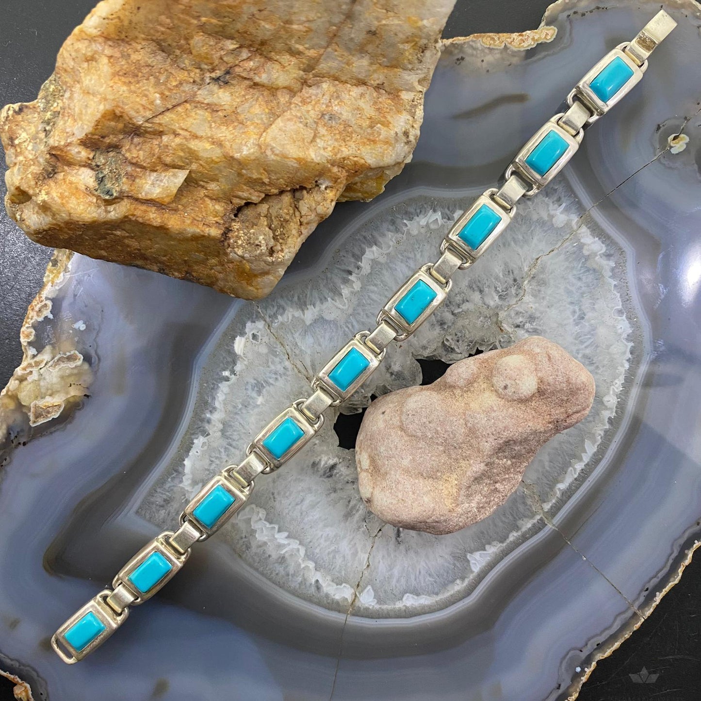 Christine Wolf Sterling Silver Double Side Multi-Stone Link Bracelet For Women
