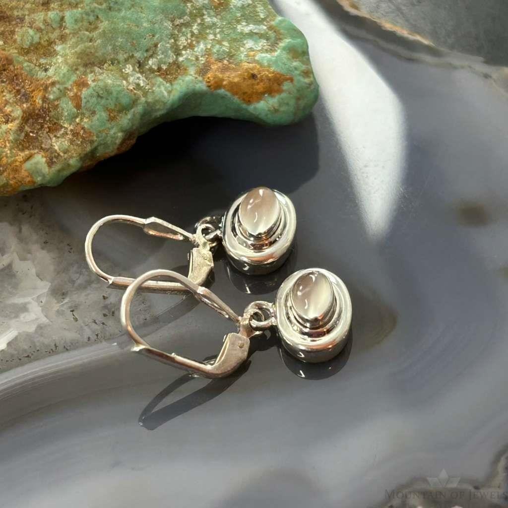 Carolyn Pollack Sterling Silver Oval Moonstone Dangle Earrings For Women
