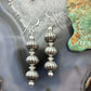 Native American Sterling Silver Grooved Saucer Pearl Beads Dangle Earrings For Earrings