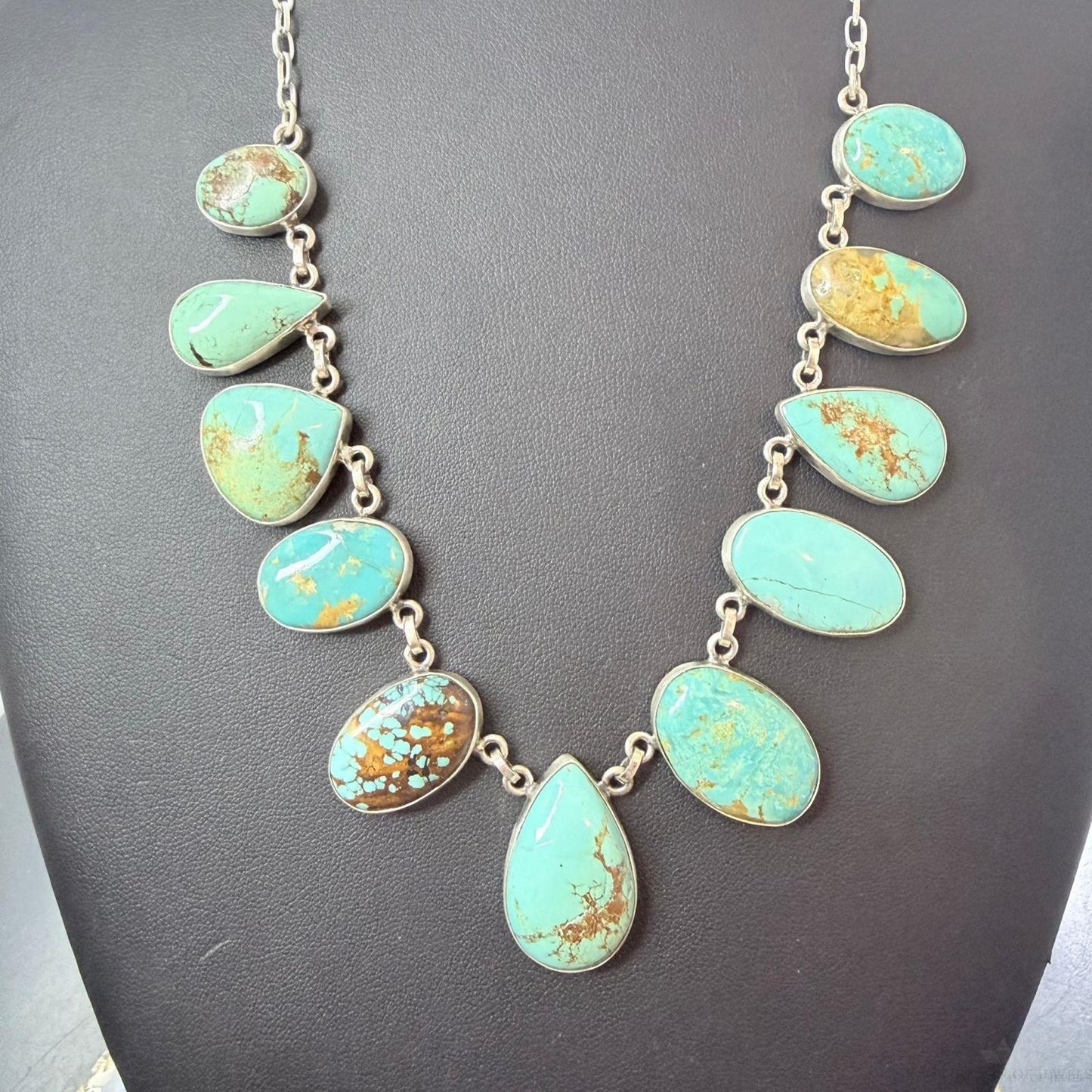 Sterling Silver Southwestern Style Royston Turquoise 19" Necklace For Women