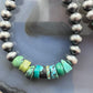 Sterling Silver Southwestern Style Navajo Pearl & Turquoise Bead Hoop Earrings For Women