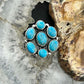 Sterling Silver Southwestern Style Mohave Turquoise Cluster Ring Size 7.75 For Women