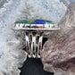 Sterling Silver Southwestern Style Oval Malachite Azurite Ring Size 7.5 For Women