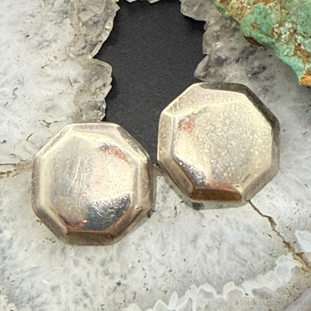 Vintage Sterling Silver Octagon Fashion Stud Earrings For Women