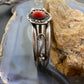 Vintage Native American Silver Oval Coral Decorated Bracelet For Women