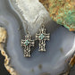 Sterling Silver Southwestern Style Turquoise Cross Dangle Earrings For Women