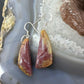 Sterling Silver Triangle Plum Moss Agate Slab Dangle Earrings For Women #506