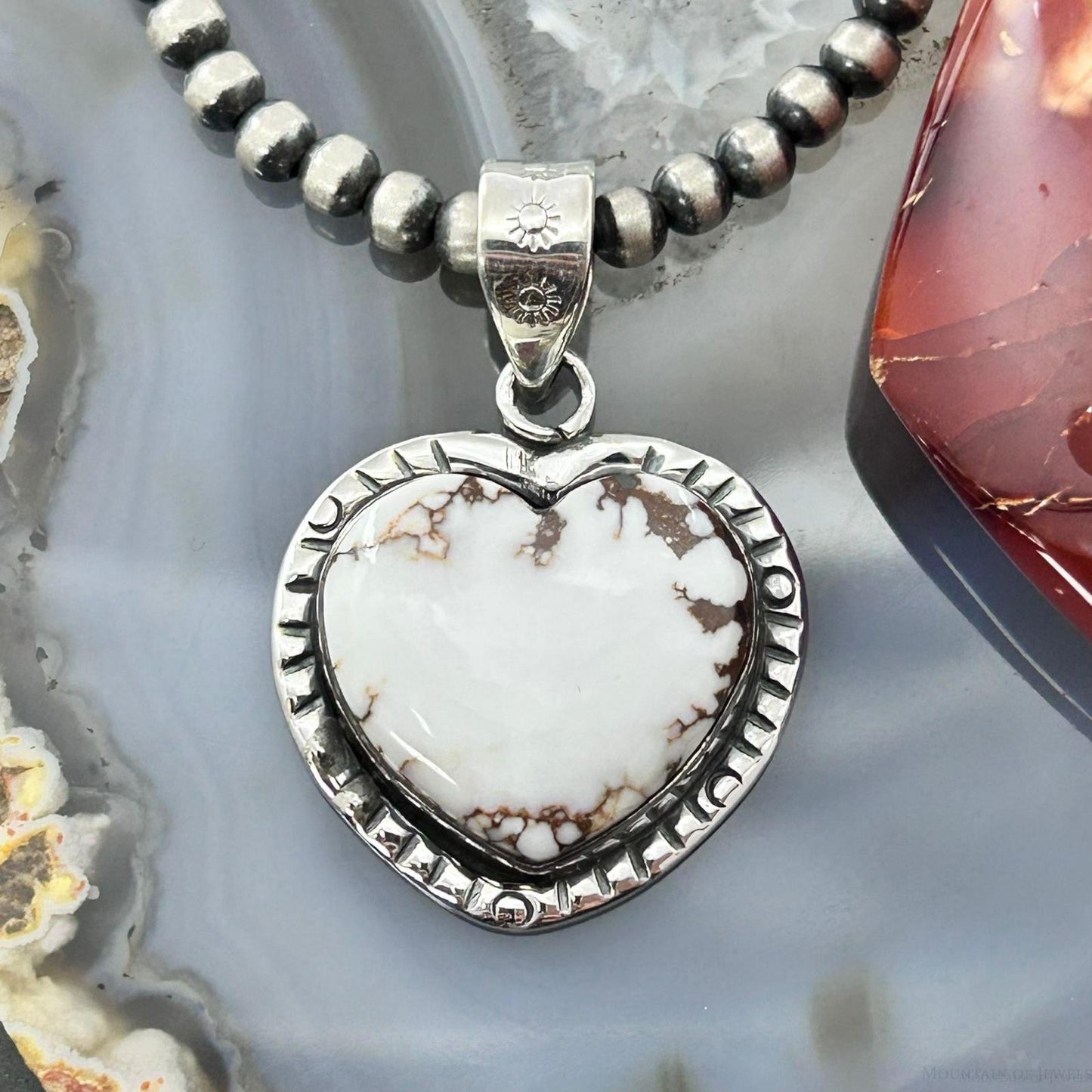 Sterling Silver Southwestern Style Wild Horse Decorated Heart Pendant For Women #3
