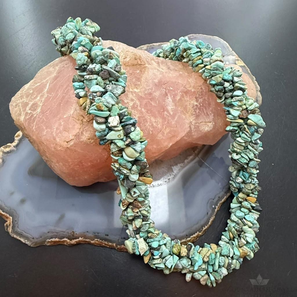 Desert Rose Trading Sterling Silver 5 Interwoven Strand Rough Turquoise Necklace For Women