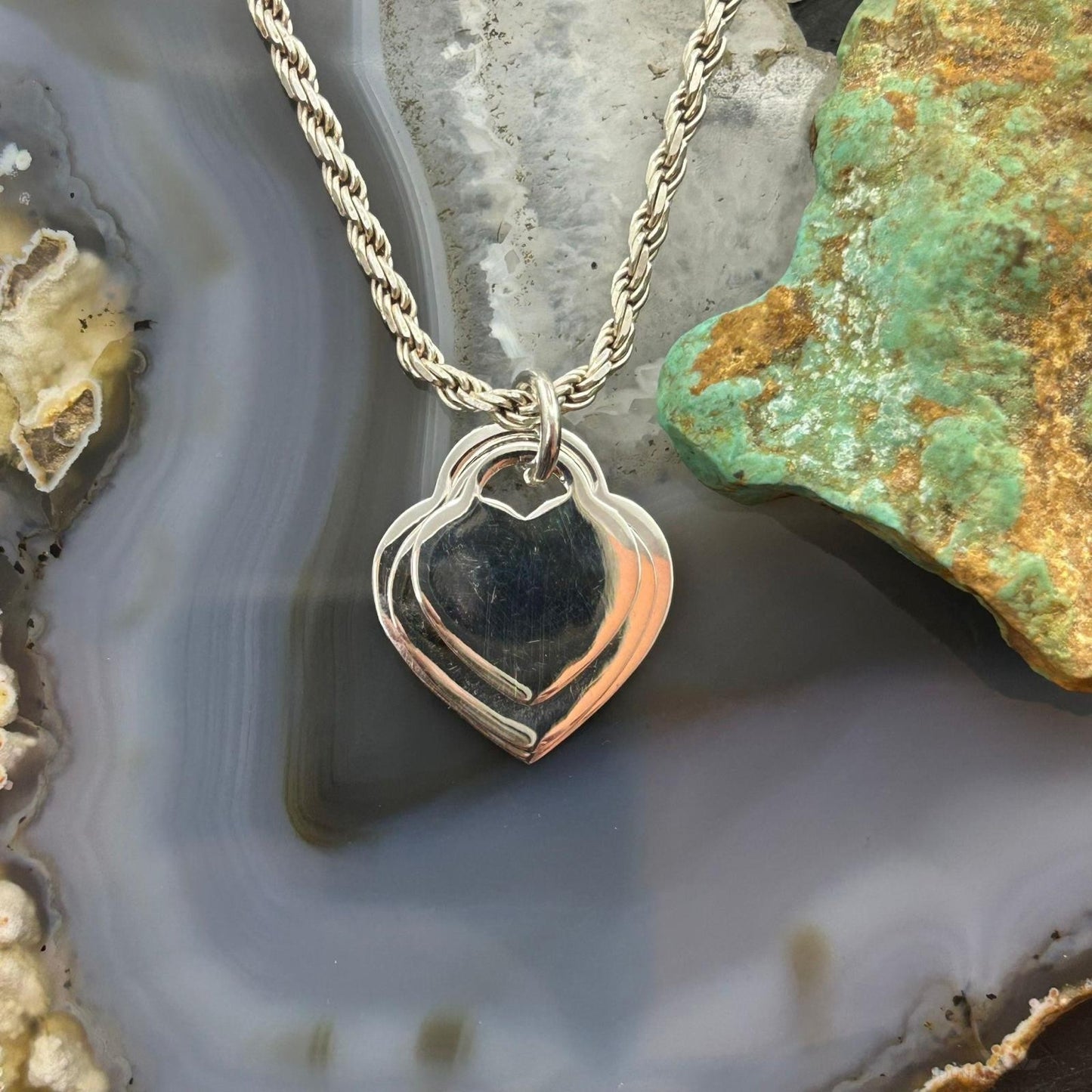 Sterling Silver Fashion Triple Heart Heart Pendant For Women