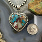 Sterling Southwestern Style Turquoise Spiny Oyster Heart Pendant For Women #2