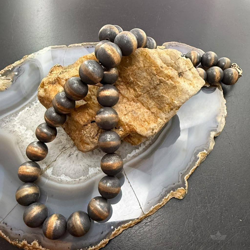 Copper 12 mm Navajo Pearl Beads Length 18"-22" Necklace For Women