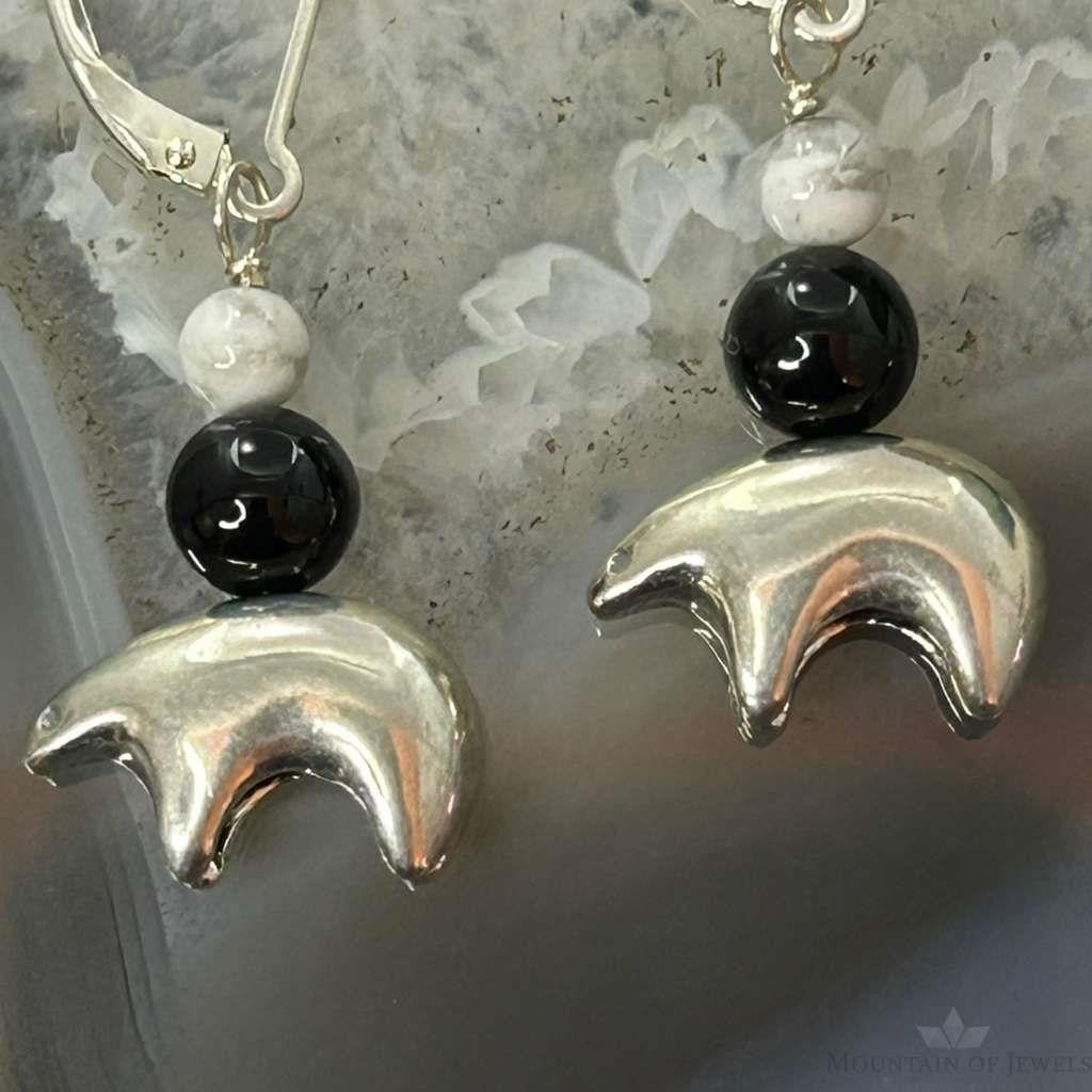 Carolyn Pollack Sterling Silver Fetish Bear w/Beads Dangle Earrings For Women