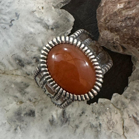 Carolyn Pollack Sterling Silver Oval Carnelian Decorated Ring For Women