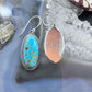 Native American Sterling Silver Elongated Oval Turquoise Dangle Earrings For Women