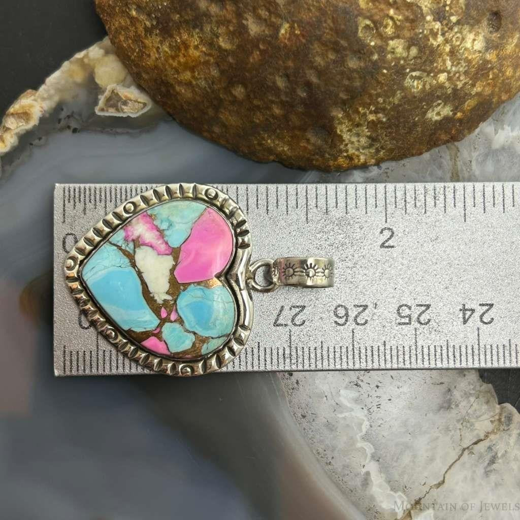 Sterling Silver Southwestern Style Cotton Candy Heart Pendant For Women #5