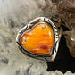 Native American Sterling Silver Heart Shape Spiny Oyster Ring Sz 5.75 For Women