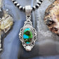 Sterling Silver Southwestern Style Oval Blue Sonora Gold Turquoise Pendant For Women