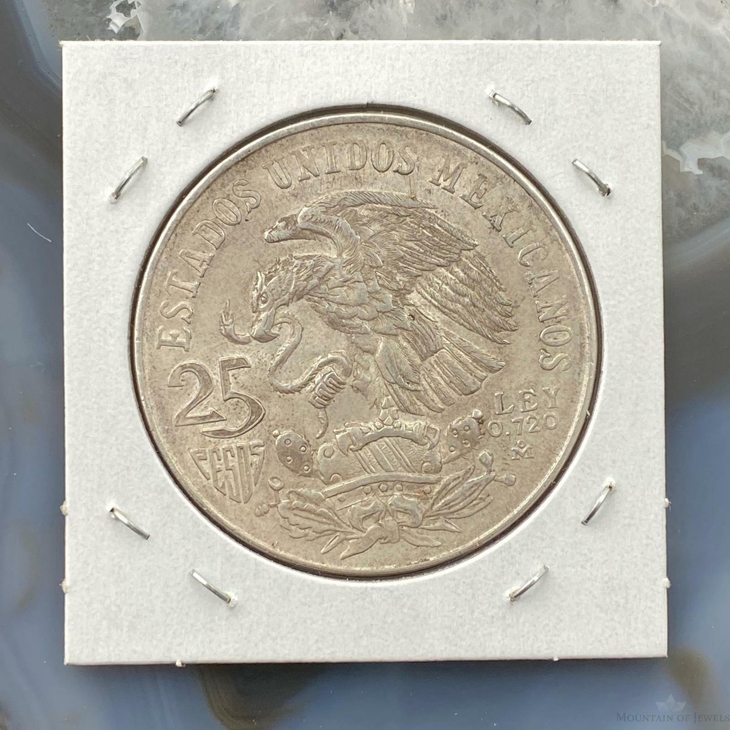 1968 Mexico XIX Olympic Games Aztec Ball Player 25 Pesos Silver Coin #7920-2E