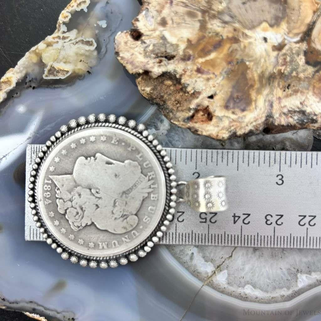 Genuine 90% Silver 1894 US Morgan Dollar Decorated Unisex Pendant