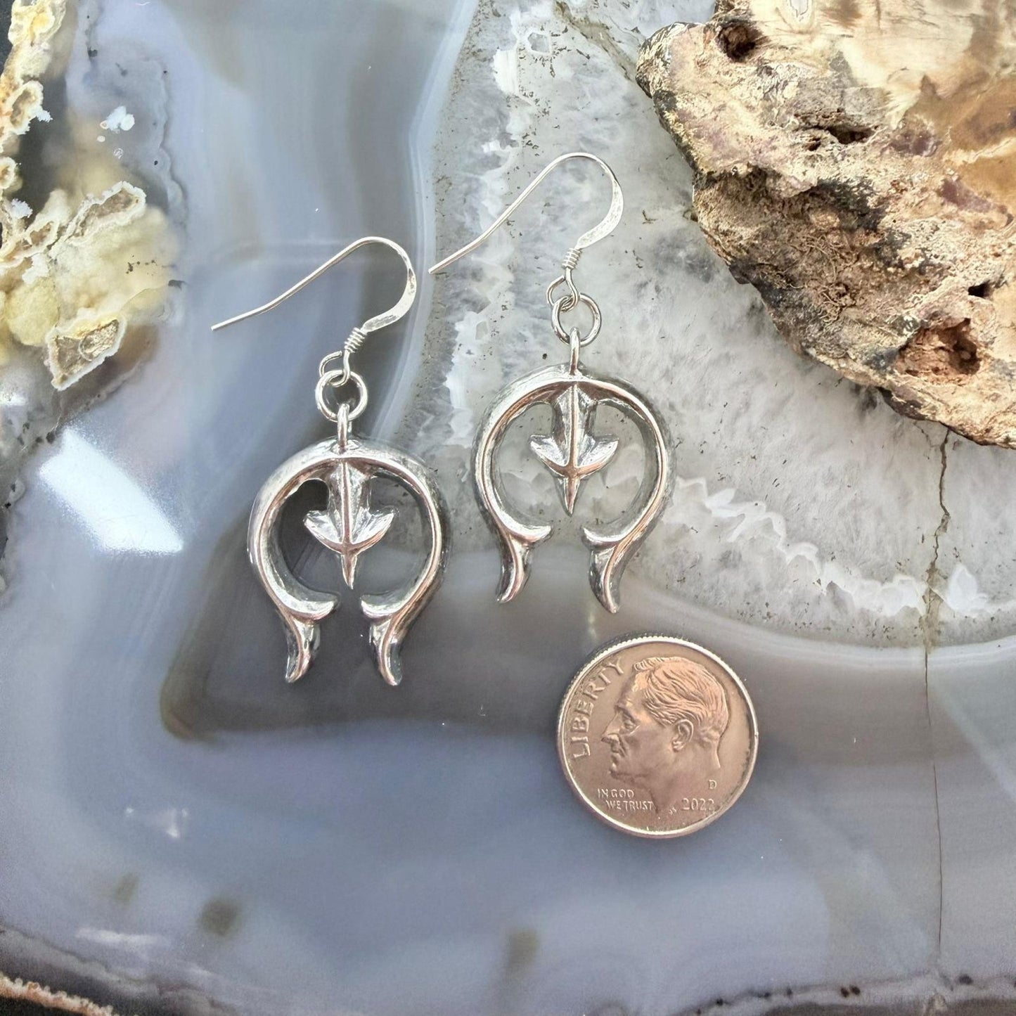 Sterling Silver Southwestern Style Naja Dangle Earrings For Women