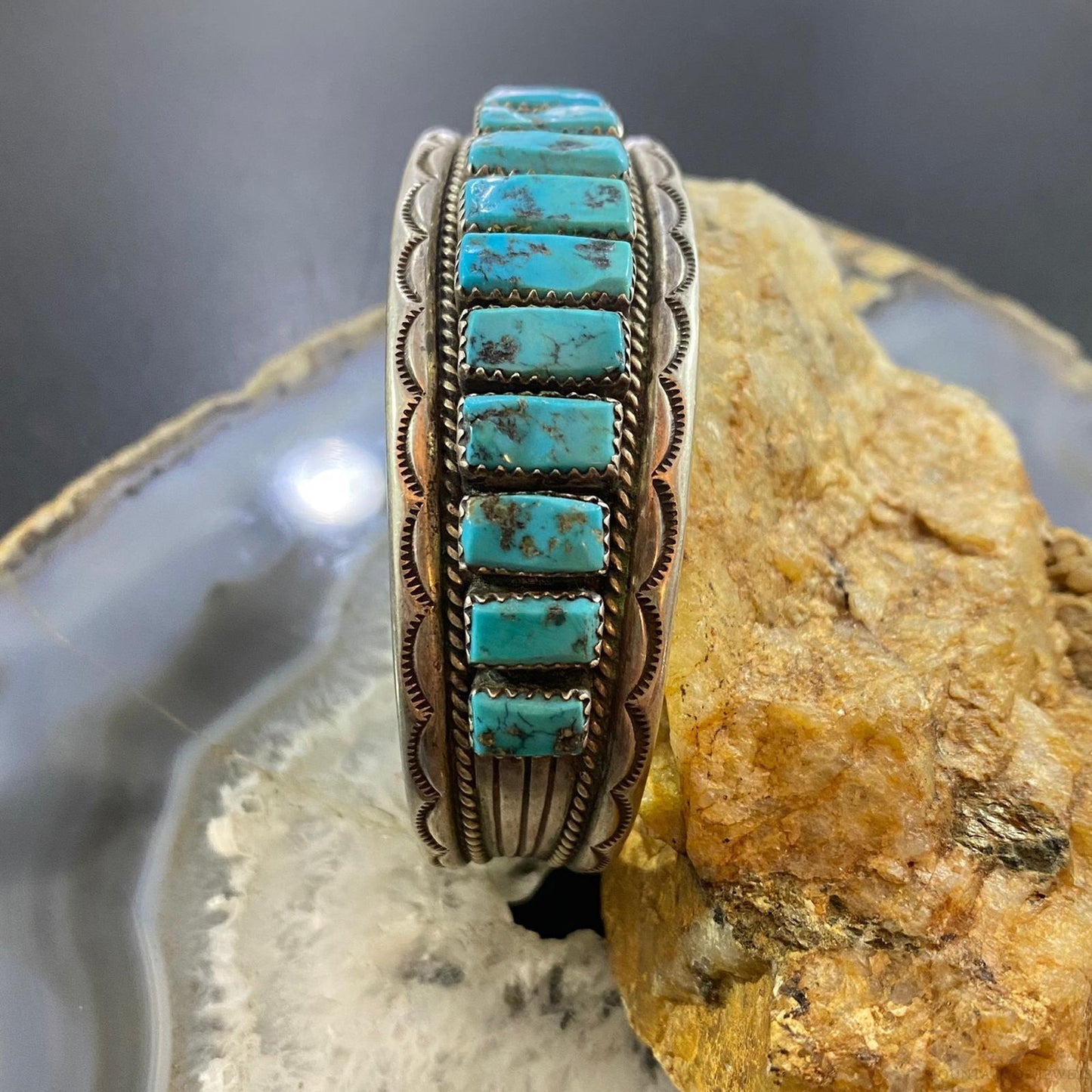Tommie Tso Sr Vintage Native American Sterling Silver Turquoise Bracelet For Men