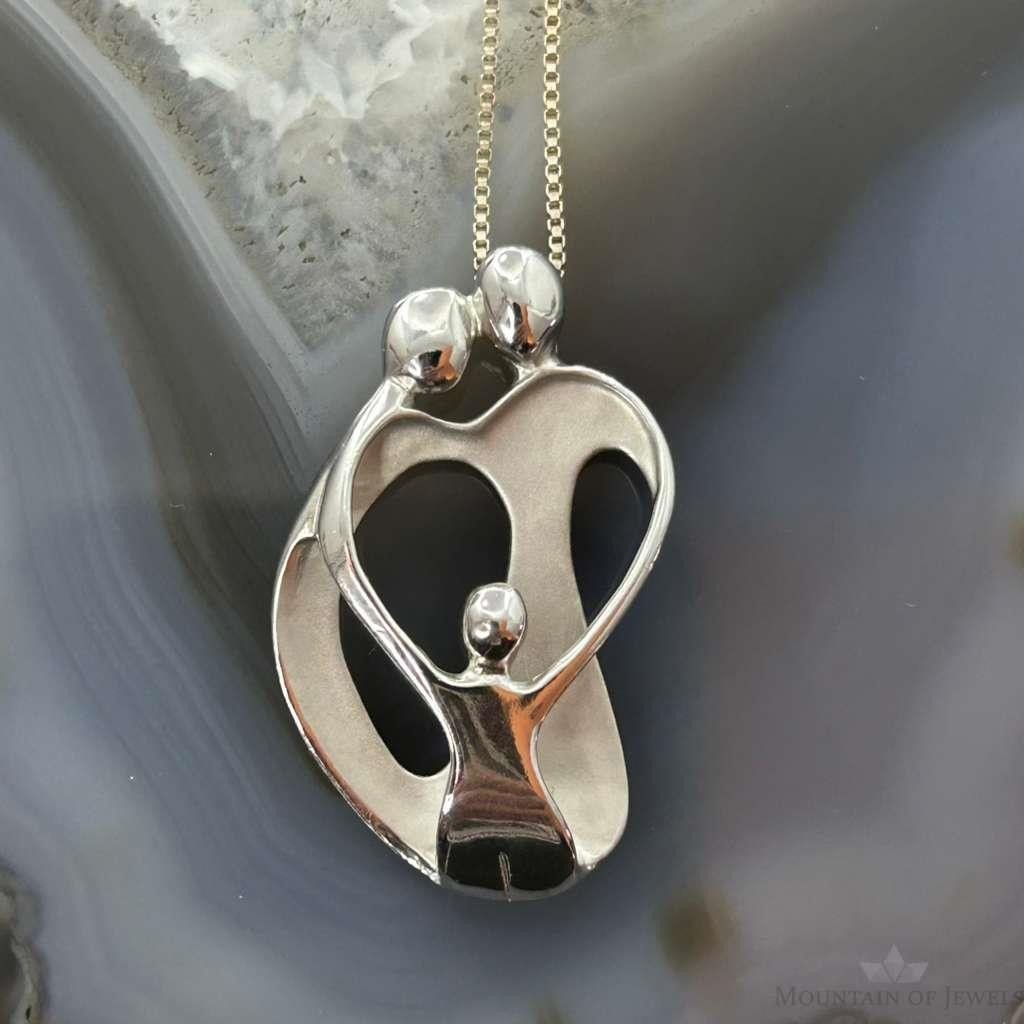 Carolyn Pollack Sterling Silver Loving Family of 3 Pendant Necklace For Women