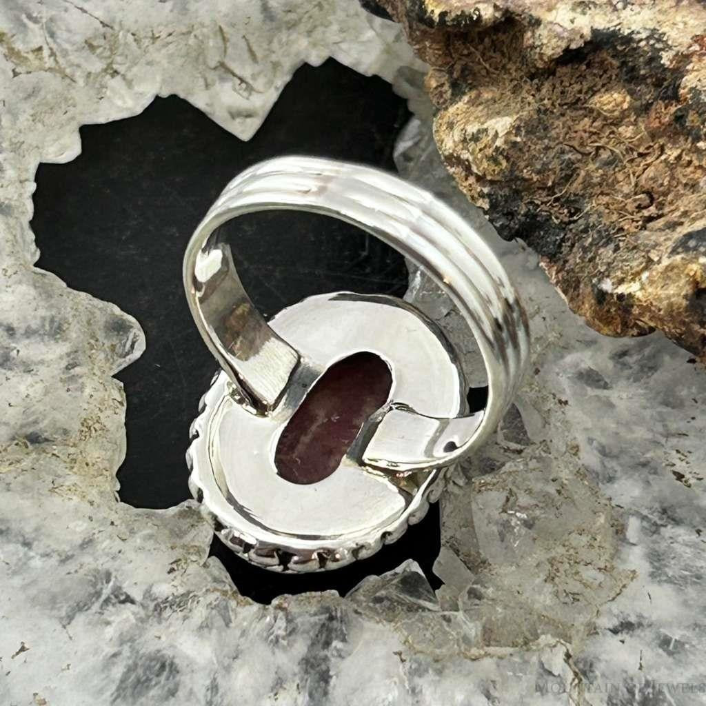 Sterling Silver Southwestern Style Oval Rhodochrosite Ring Size 7 For Women