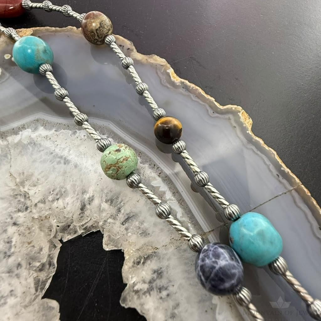 Carolyn Pollack Sterling Silver Multistone Beads 36" Necklace For Women