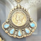 Sterling Silver Southwestern Style 1941 Mercury Dime & Golden Hill Turquoise Pendant