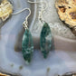 Sterling Silver Elongate Marquise Moss Agate Slab Dangle Earrings For Women #233