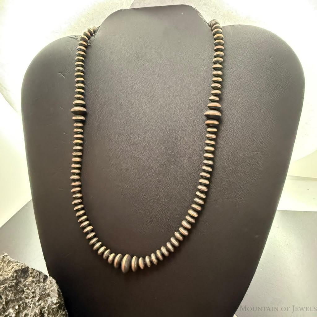 Copper Navajo Pearl Beads Saucer 6-10 mm Necklace Length 18"-20" For Women
