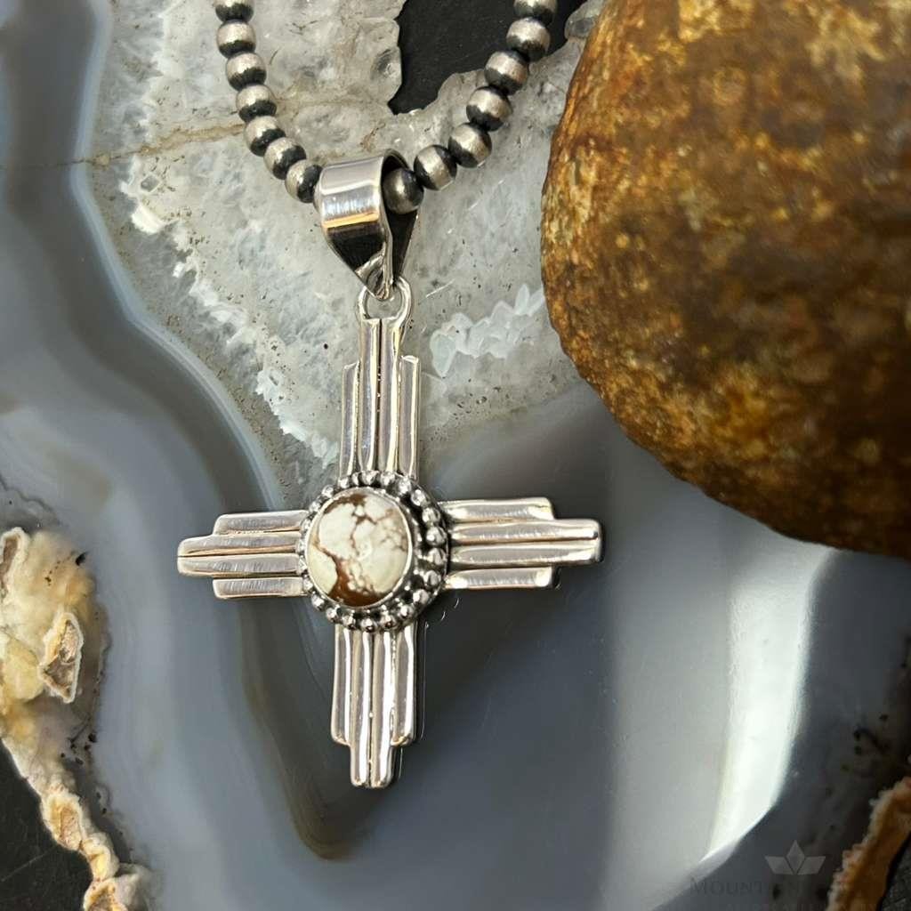 Sterling Silver Southwestern Style Round Wild Horse Unisex Zia Pendant #3