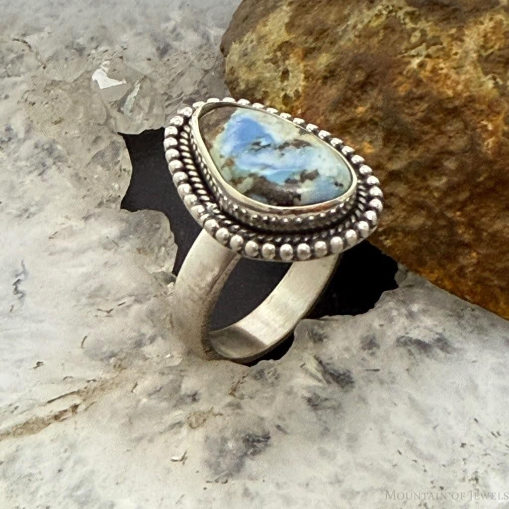 Sterling Silver Southwestern Style Golden Hill Turquoise Adjustable Ring For Women #1