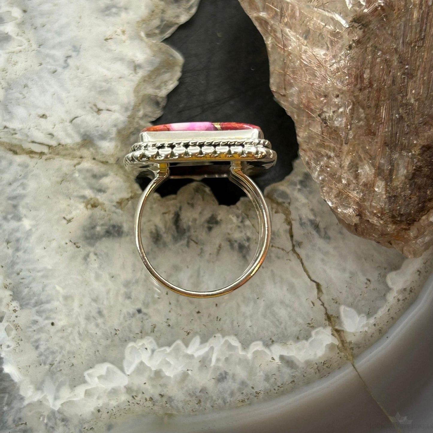 Sterling Silver Southwestern Style Square Dahlia Ring Size 6.75 For Women