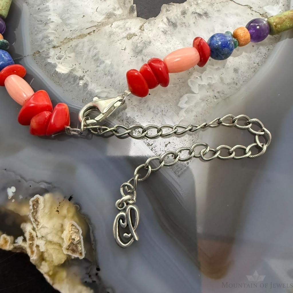 Carolyn Pollack Sterling Silver Multi Gemstone Beads 16"-20" Necklace For Women